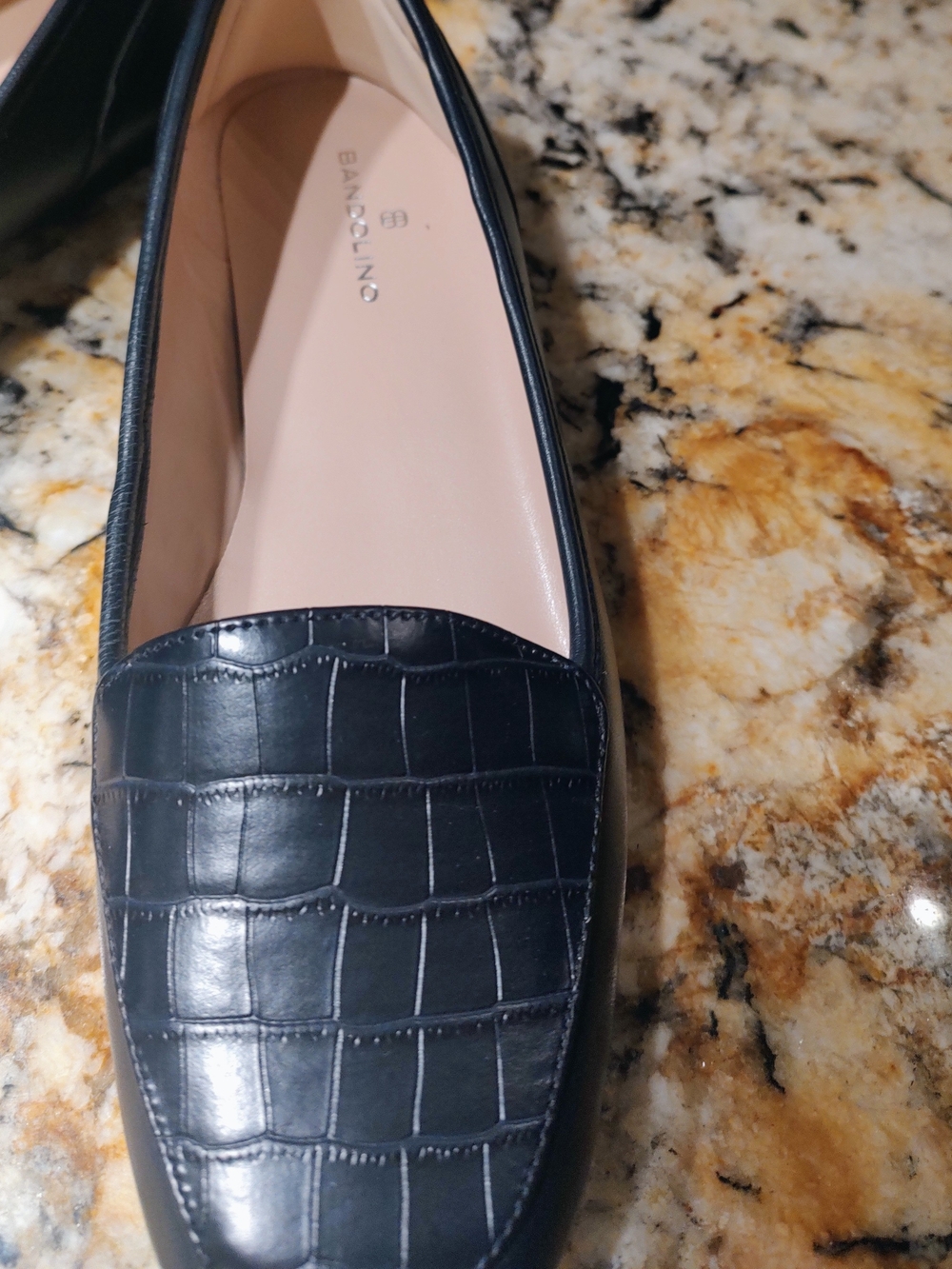 Bandolino Navy Croc-Embossed Leather Loafers for Women - Picture 4 of 7